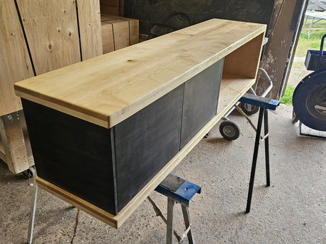 Custom Project - Maple Wood Dark Grey Concrete with Door Console or Coffee Table