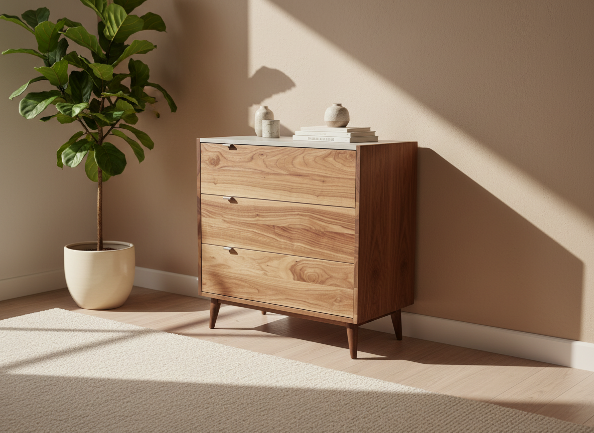 The Wilson - Mid-century Modern Dresser with concrete top