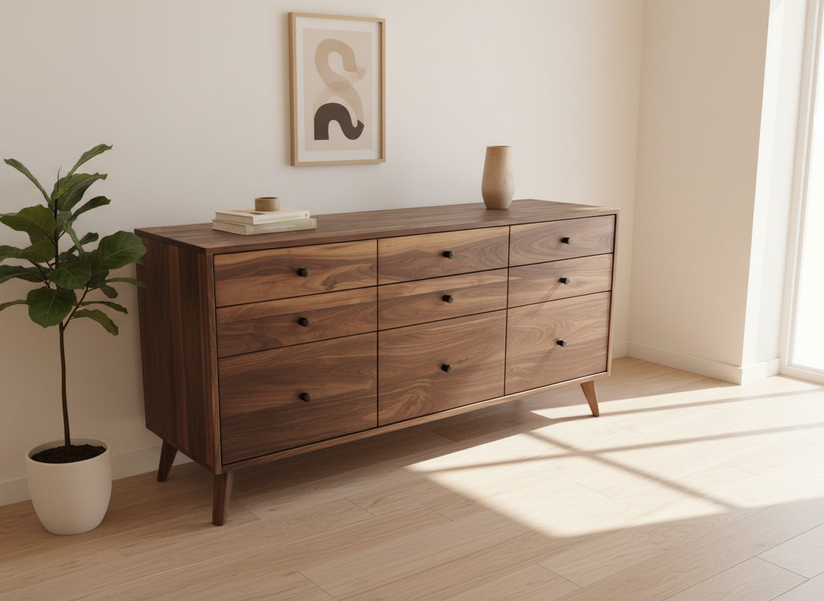 The Hiro 60 - Mid-century Modern Dresser or Large Nightstand.