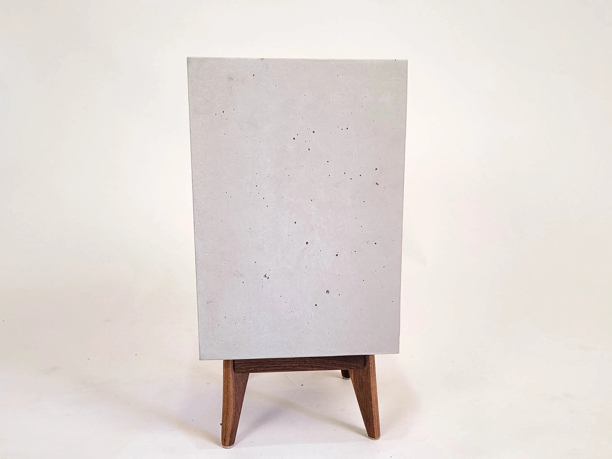 Classic Straight - Concrete Cube Straight Edge Solid Black Walnut Wood Drawer Nightstand Bed Side Table