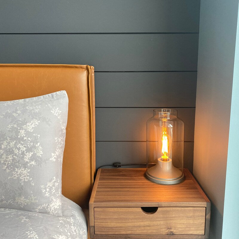 Cloud - Floating Wall Shelf Walnut with Drawer Nightstand