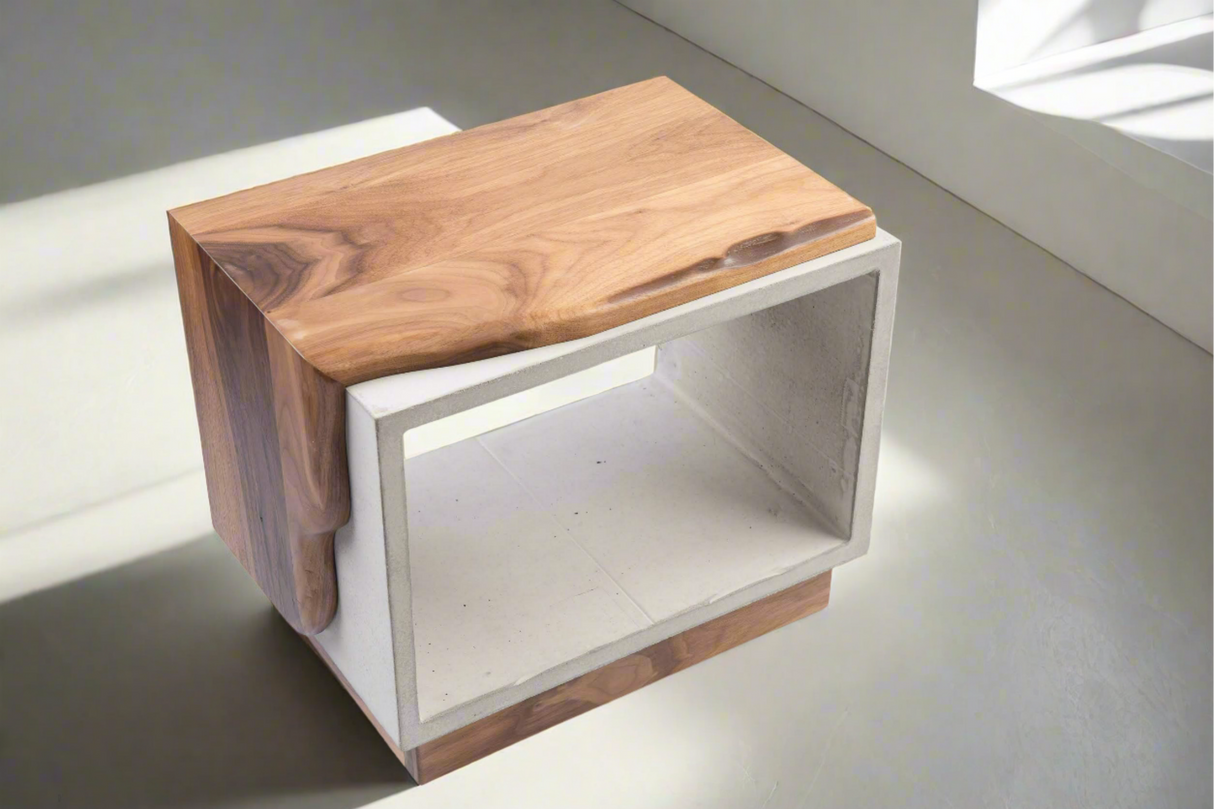 Rhombus - Concrete & Live Edge Black Walnut Side Table