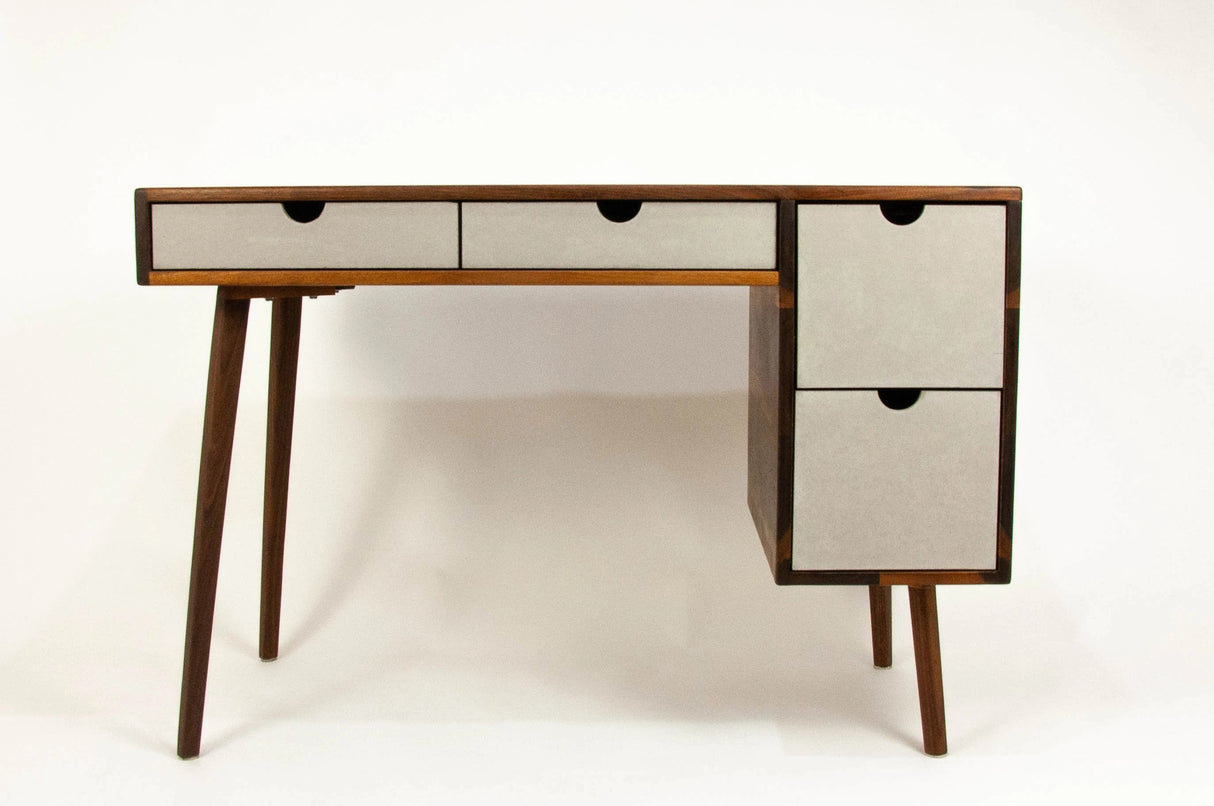 The Executive - Mid-century Modern Black Walnut Office Desk with Versatile Storage Space