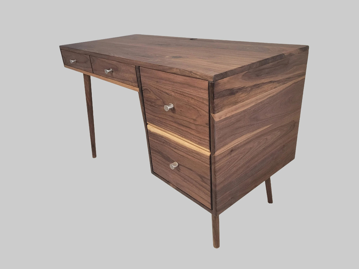 The Executive - Mid-century Modern Black Walnut Office Desk with Versatile Storage Space