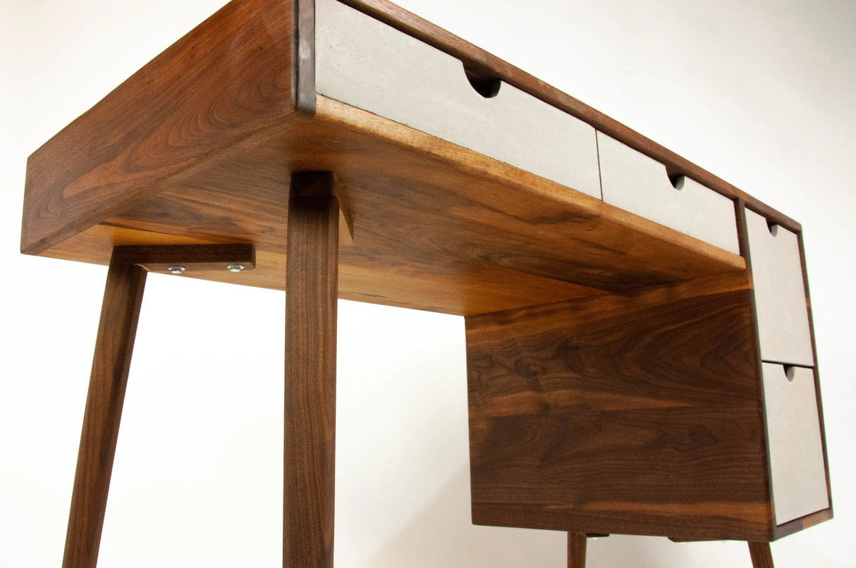 The Executive - Mid-century Modern Black Walnut Office Desk with Versatile Storage Space
