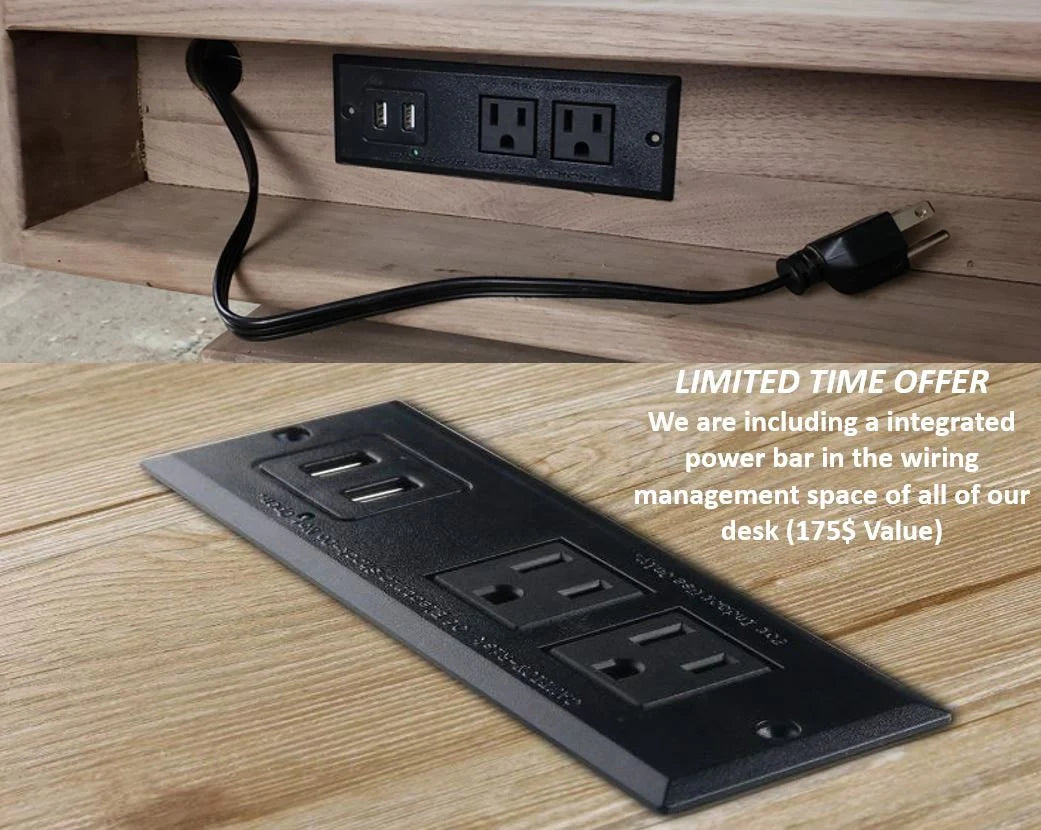 La Huche Maple Drawers - Mid-Century Modern Black Walnut Office Desk with Shelf n' Drawer