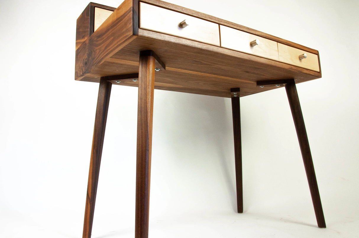 La Huche Maple Drawers - Mid-Century Modern Black Walnut Office Desk with Shelf n' Drawer
