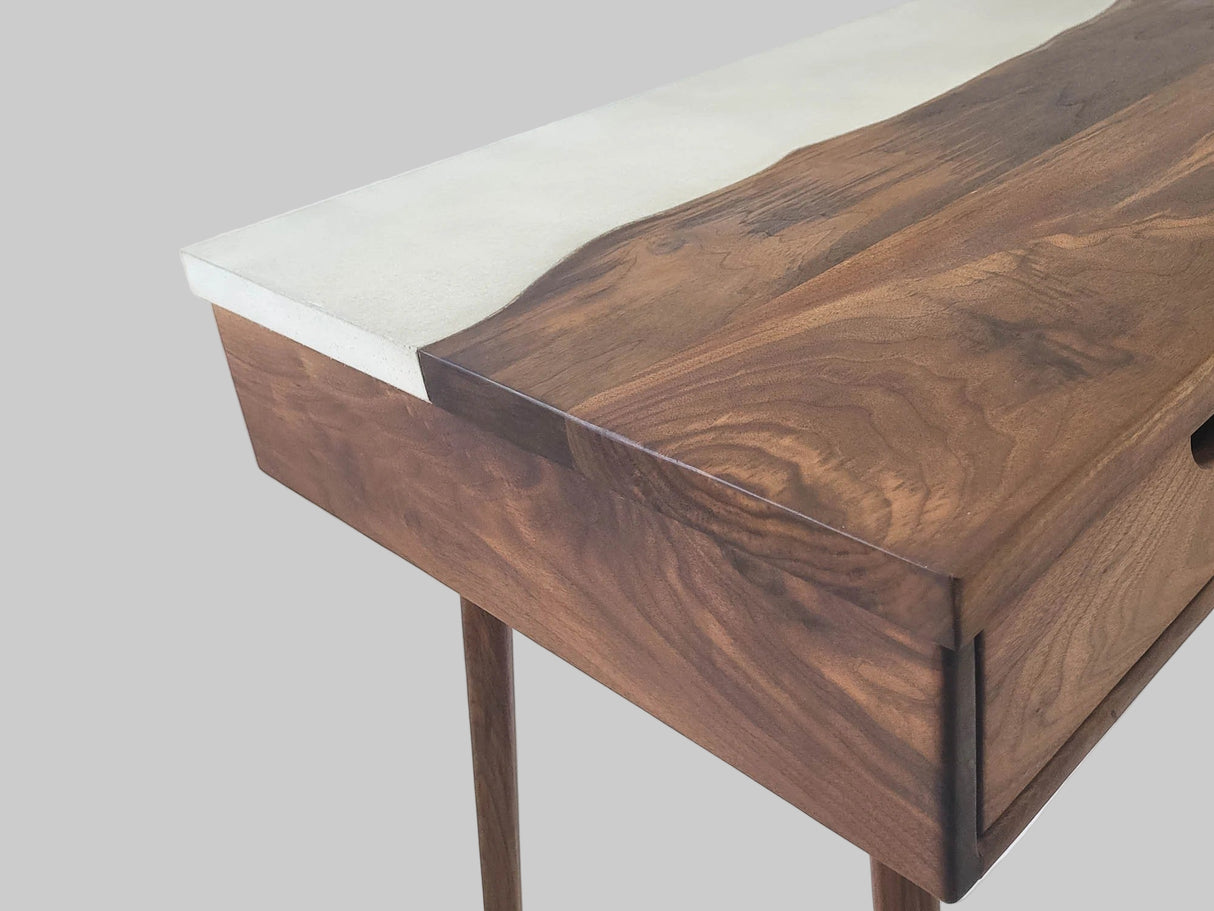 LakeSide Desk - Live Edge Solid Wood and Concrete Mid-Century Modern Office Desk