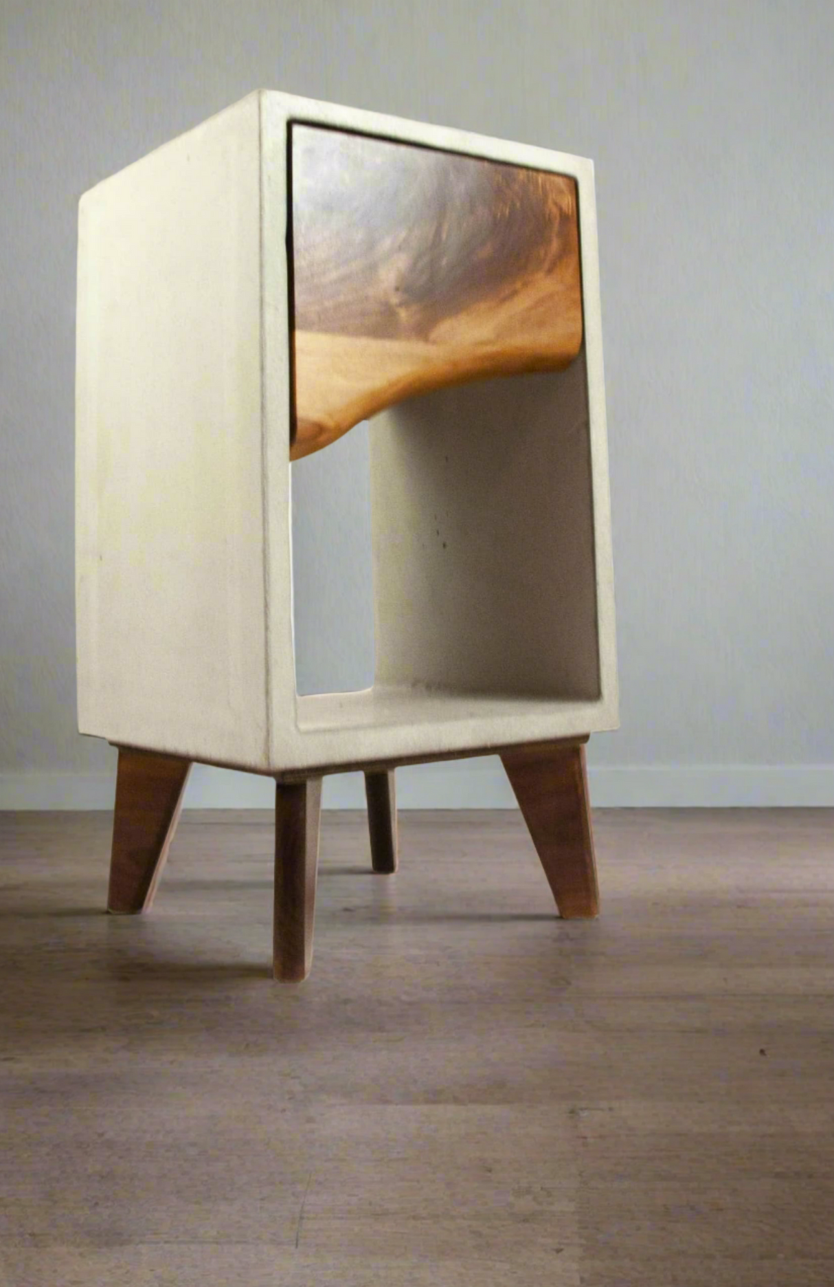 Classic - Concrete and Live Edge Black Walnut Solid Wood Drawer Nightstand Side Table