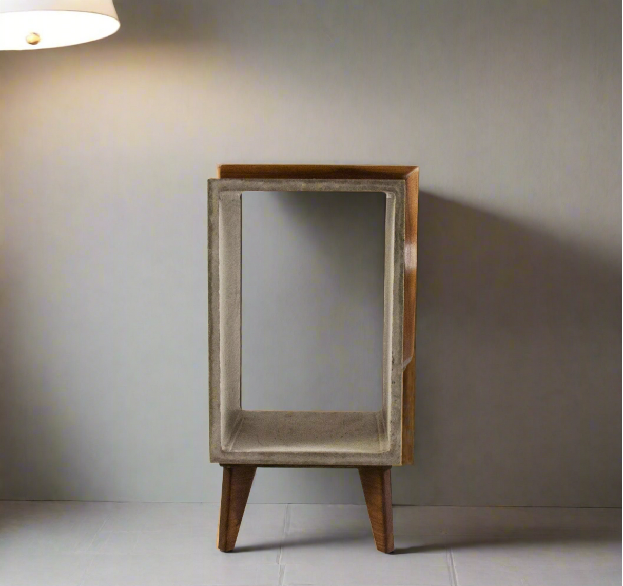 Concrete & Live Edge Black Walnut Side Table with Legs