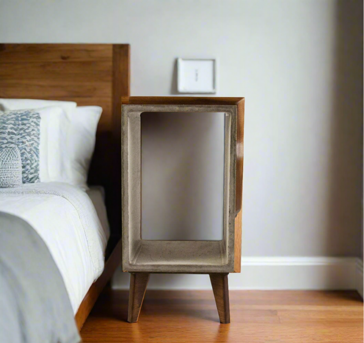 Concrete & Live Edge Black Walnut Side Table with Legs