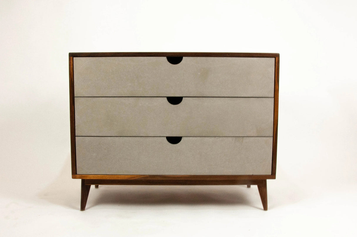 Theo - Mid-century Modern Black Walnut Dresser with Concrete Drawers
