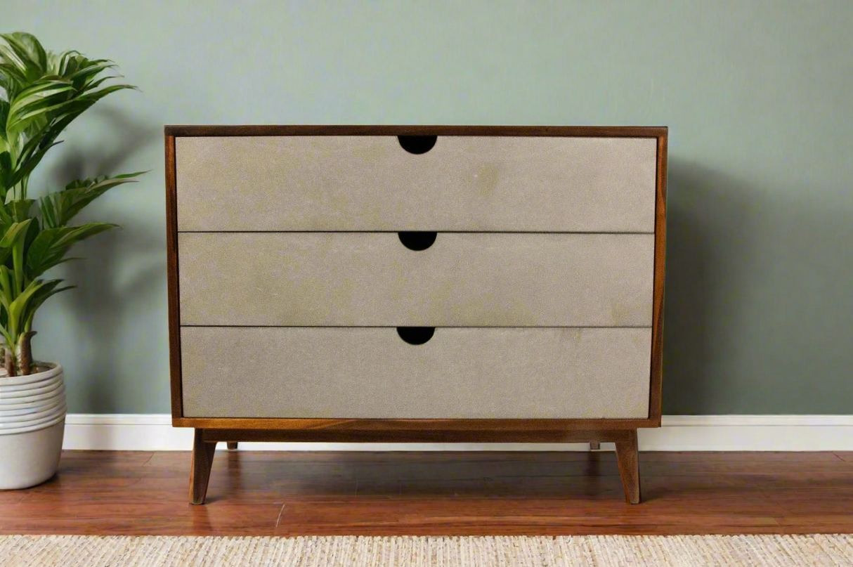 Theo - Mid-century Modern Black Walnut Dresser with Concrete Drawers