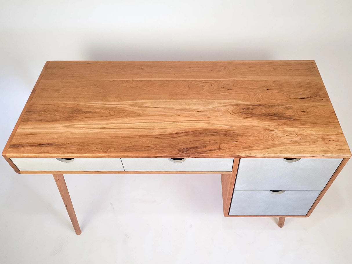 The Executive - Mid-century Modern Cherry Wood Office Desk with Versatile Storage Space