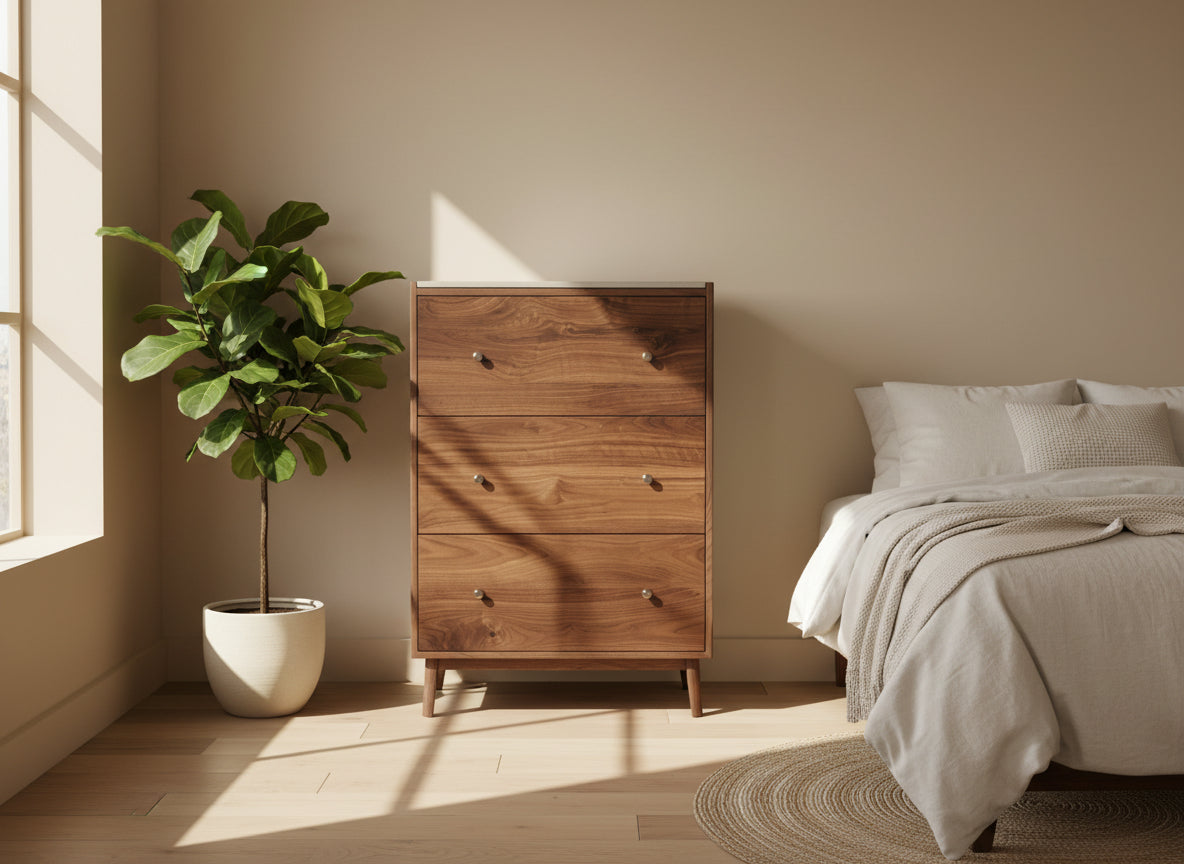 The Wilson - Mid-century Modern Dresser with concrete top