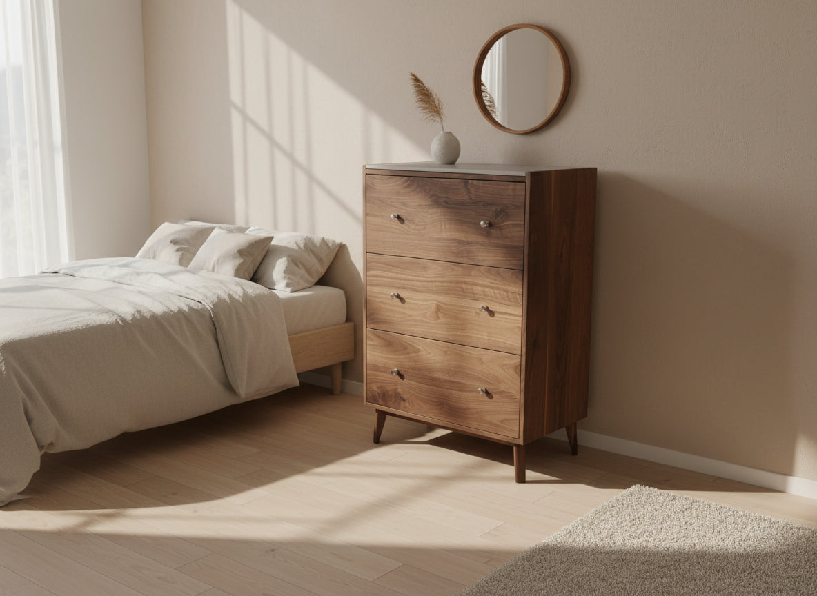 The Wilson - Mid-century Modern Dresser with concrete top