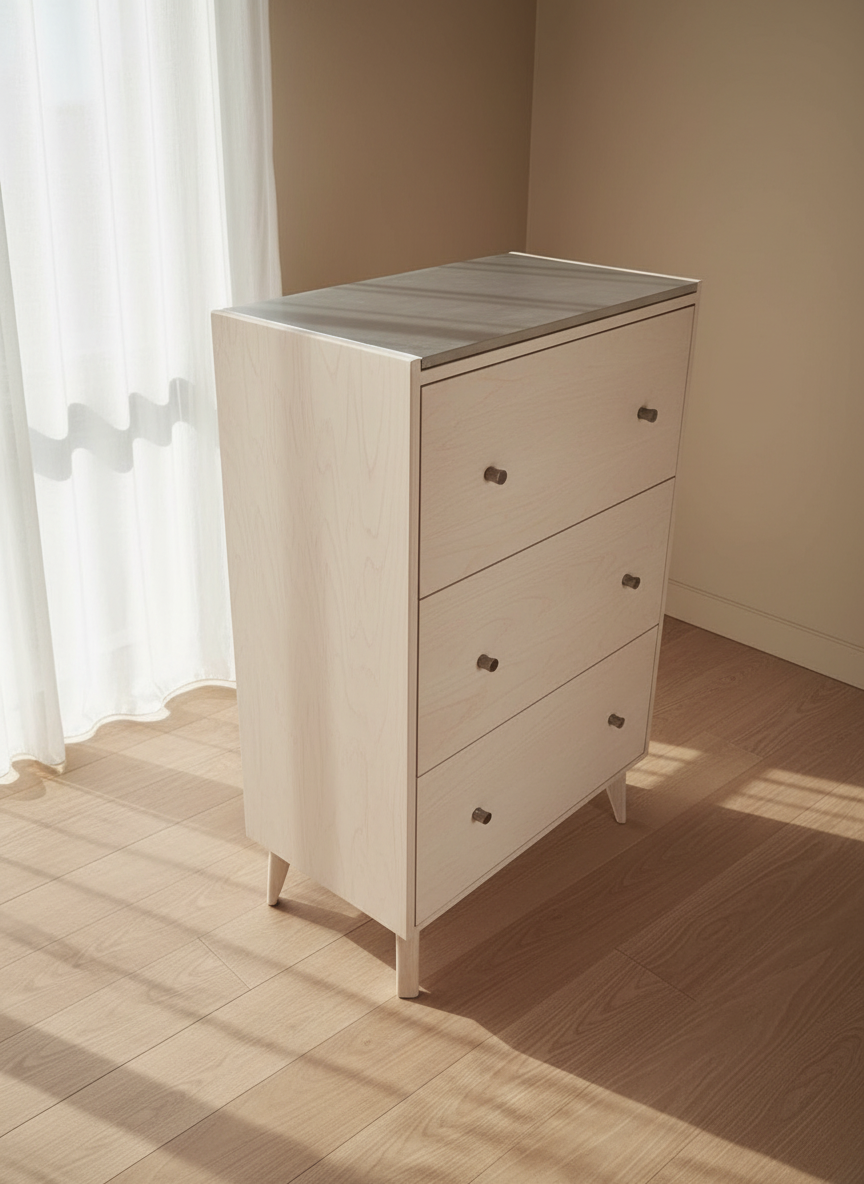 The Wilson - Mid-century Modern Dresser with concrete top