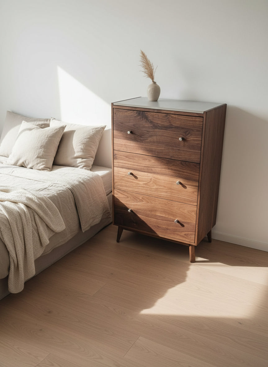 The Wilson - Mid-century Modern Dresser with concrete top