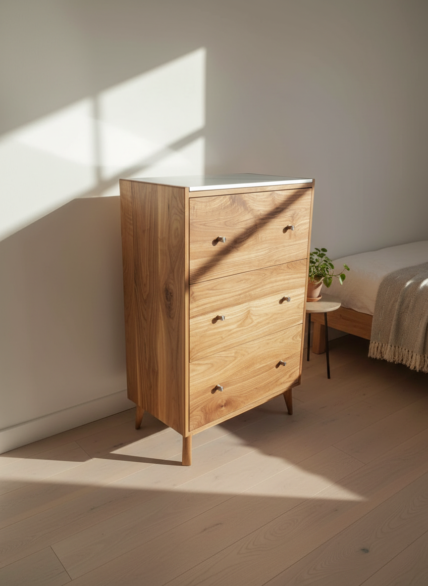 The Wilson - Mid-century Modern Dresser with concrete top