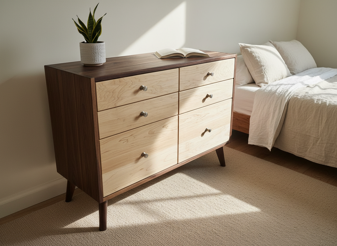 The Hiro 36 and 48 - Mid-century Modern Dresser or Large Nightstand.