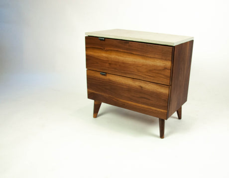 Black Walnut and Concrete Top Nightstand or Side Table