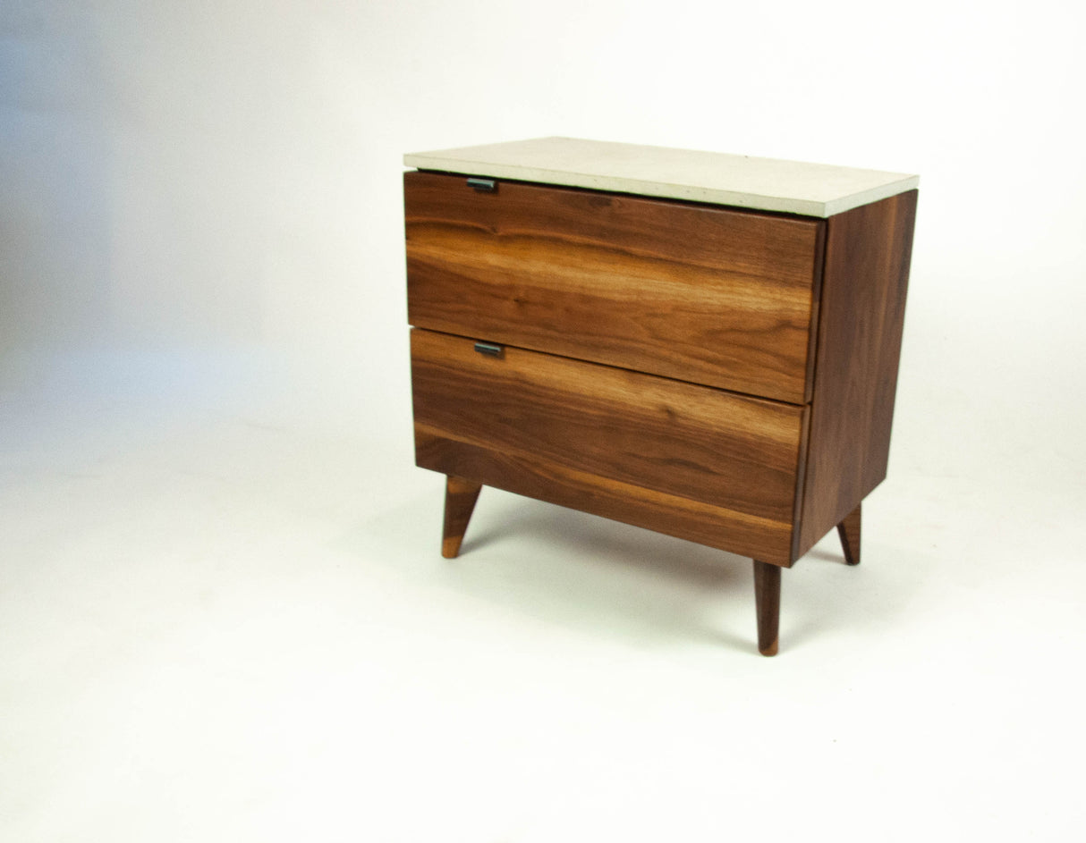 Marissa - Two Drawers Maple Wood & Concrete Top Nightstand