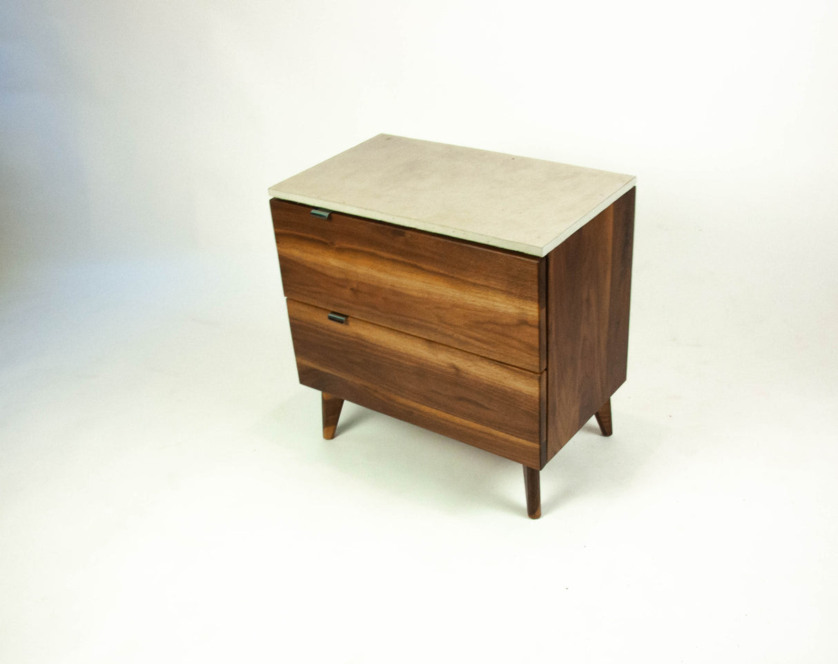 Black Walnut and Concrete Top Nightstand or Side Table