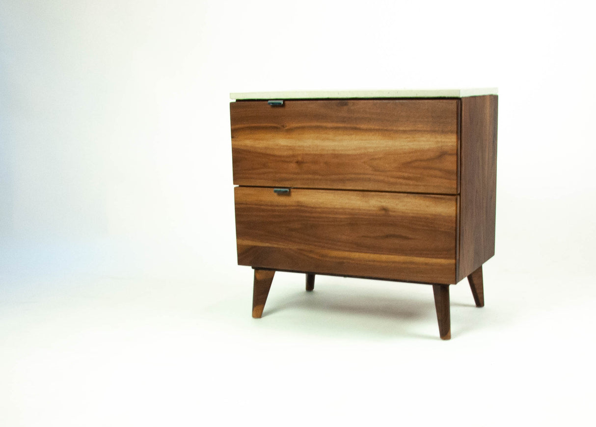 Black Walnut and Concrete Top Nightstand or Side Table