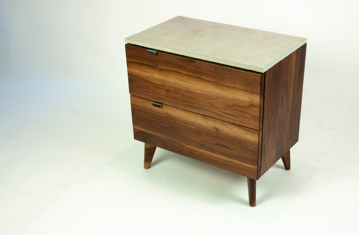 Black Walnut and Concrete Top Nightstand or Side Table