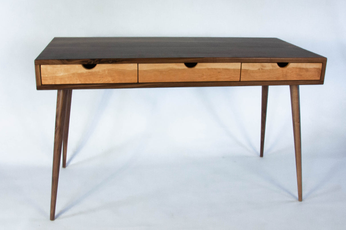 Black Walnut Office Desk with Cherry Wood Drawers