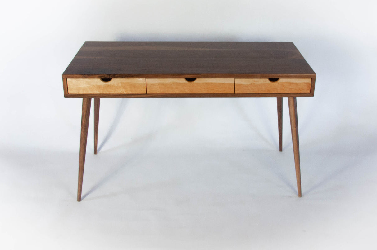 Black Walnut Office Desk with Cherry Wood Drawers