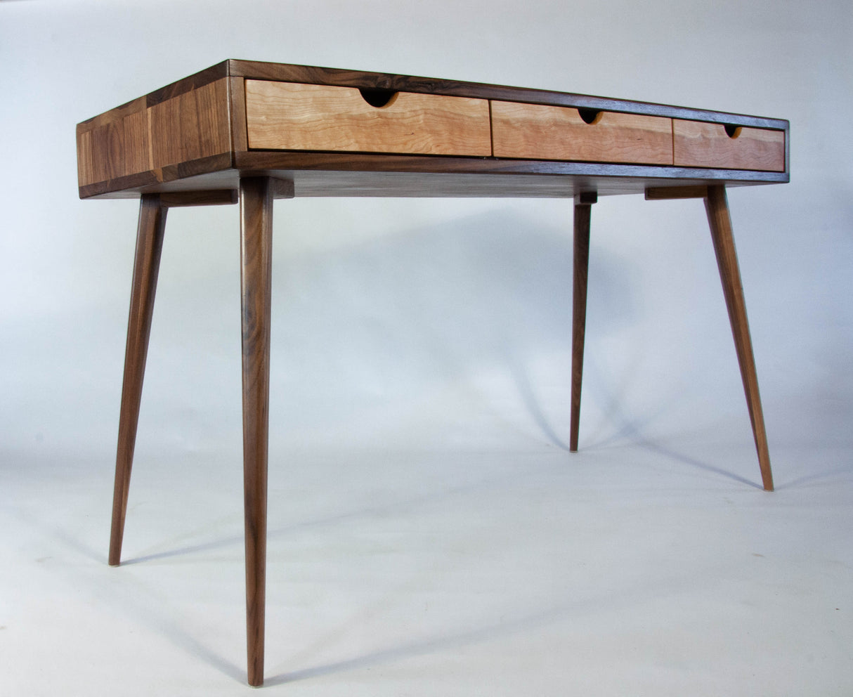 Black Walnut Office Desk with Cherry Wood Drawers