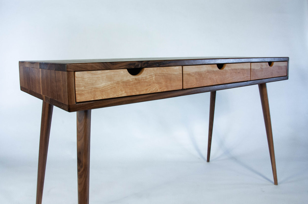 Black Walnut Office Desk with Cherry Wood Drawers