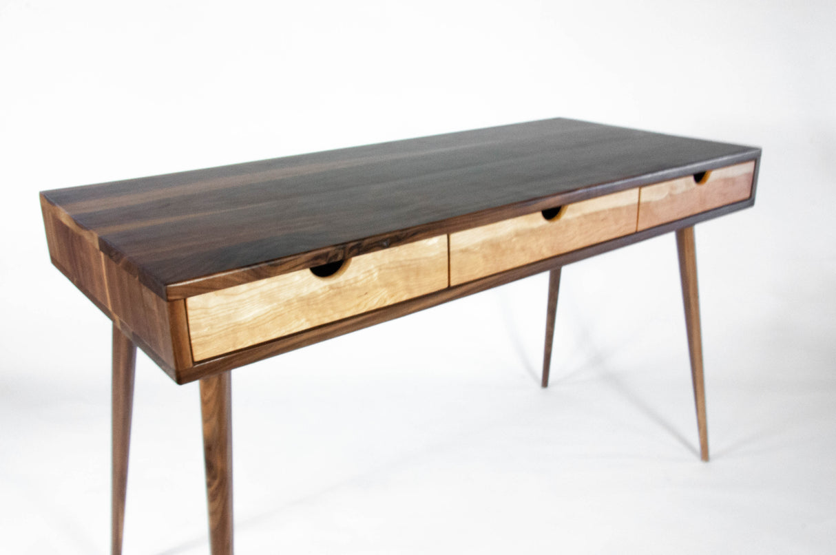 Black Walnut Office Desk with Cherry Wood Drawers