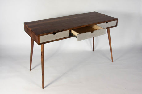 Black walnut office desk with three concrete drawers