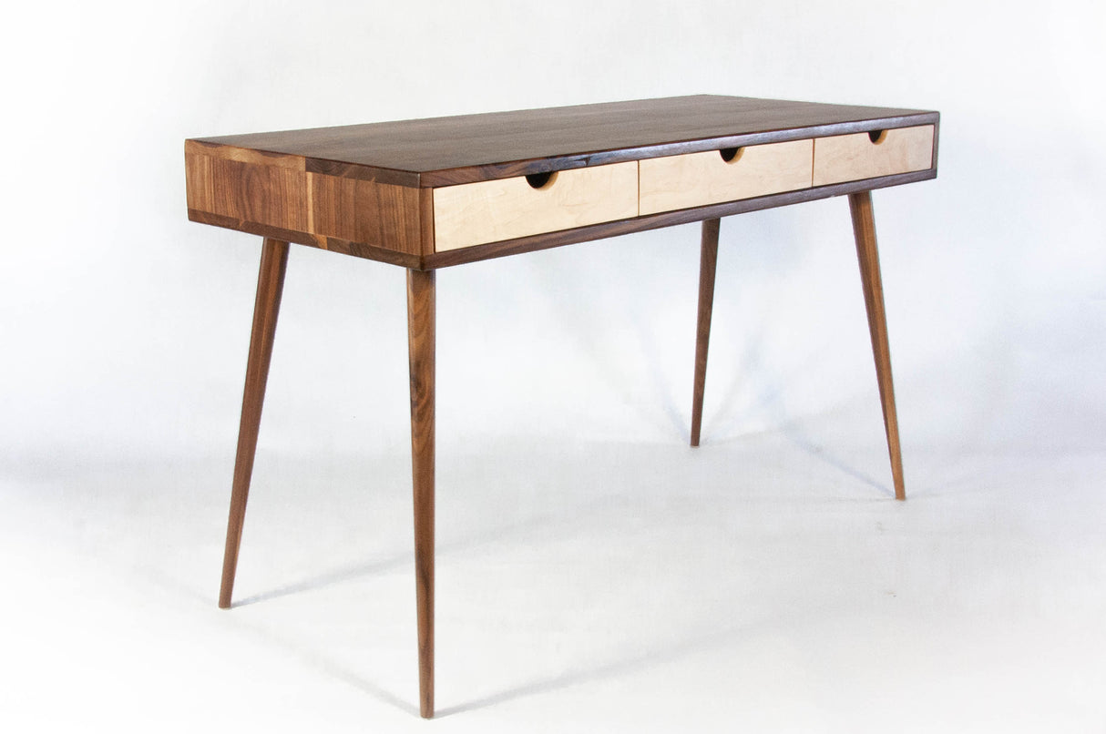 Black Walnut Office Desk with Maple Wood Drawers