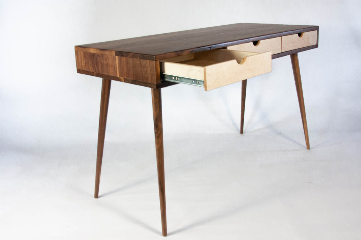 Black Walnut Office Desk with Maple Wood Drawers
