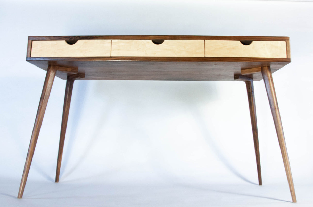 Black Walnut Office Desk with Maple Wood Drawers