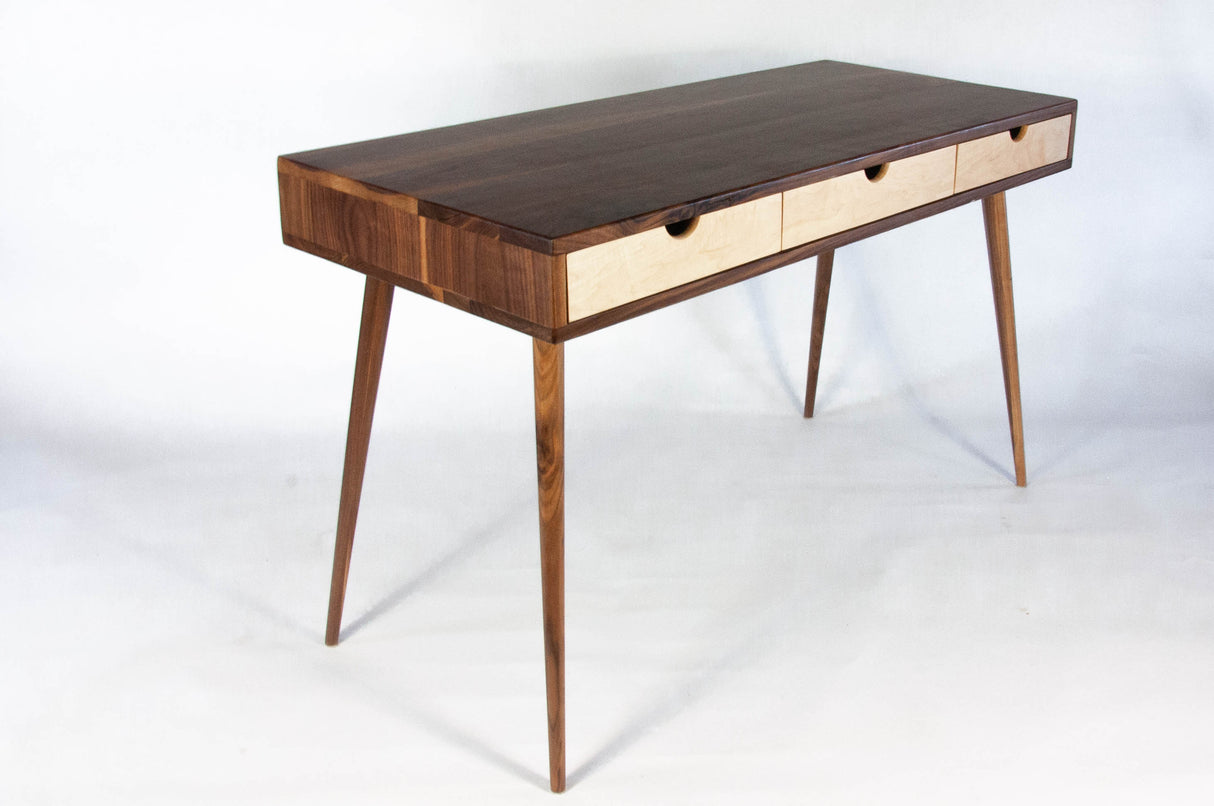 Black Walnut Office Desk with Maple Wood Drawers