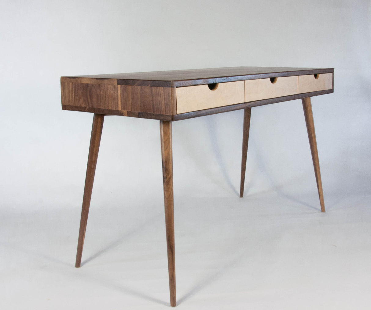 Black Walnut Office Desk with Maple Wood Drawers