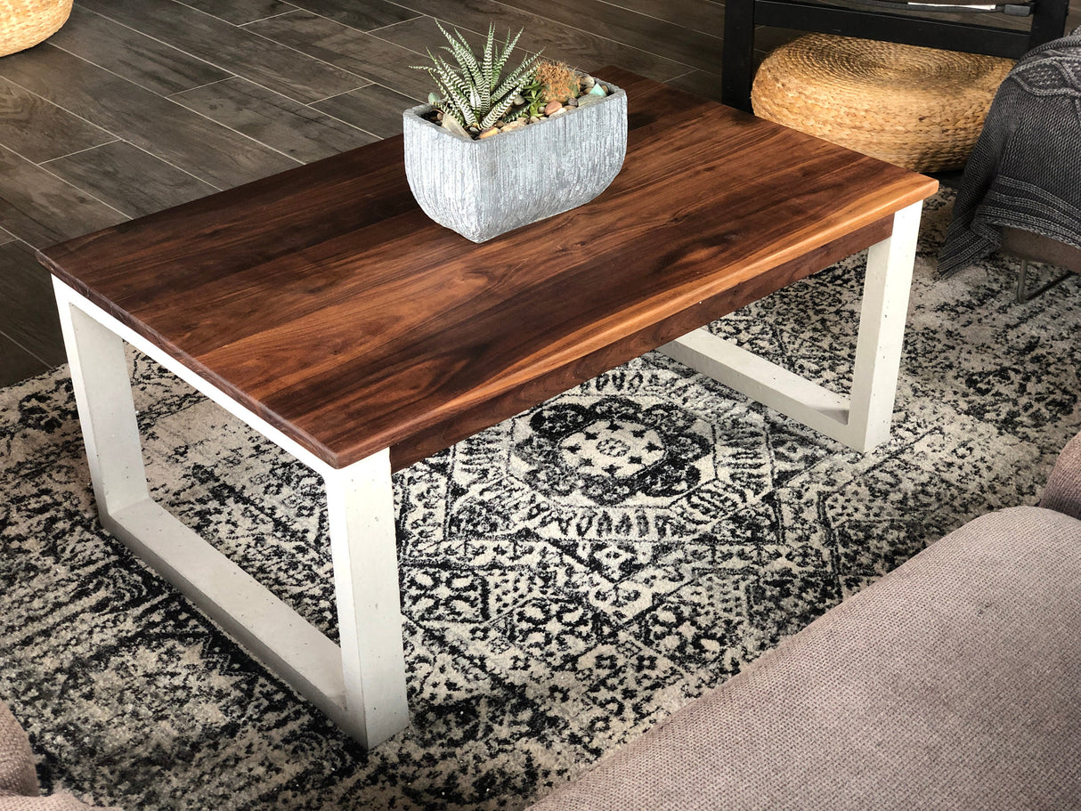 Concrete & Wood Coffee Table and Side Tables Set - Living Room Set