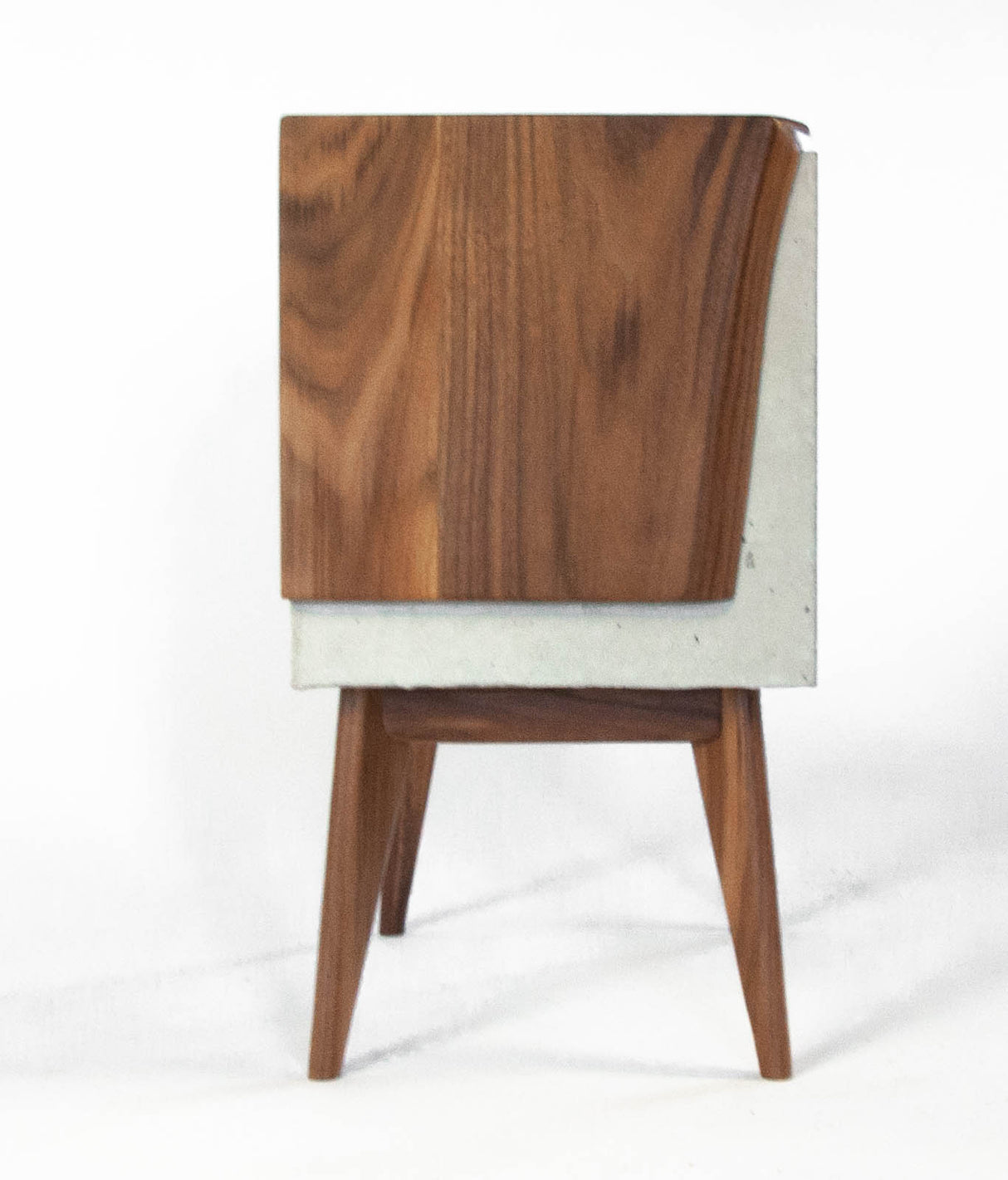 Live edge solid wood & concrete end table mid-century legs