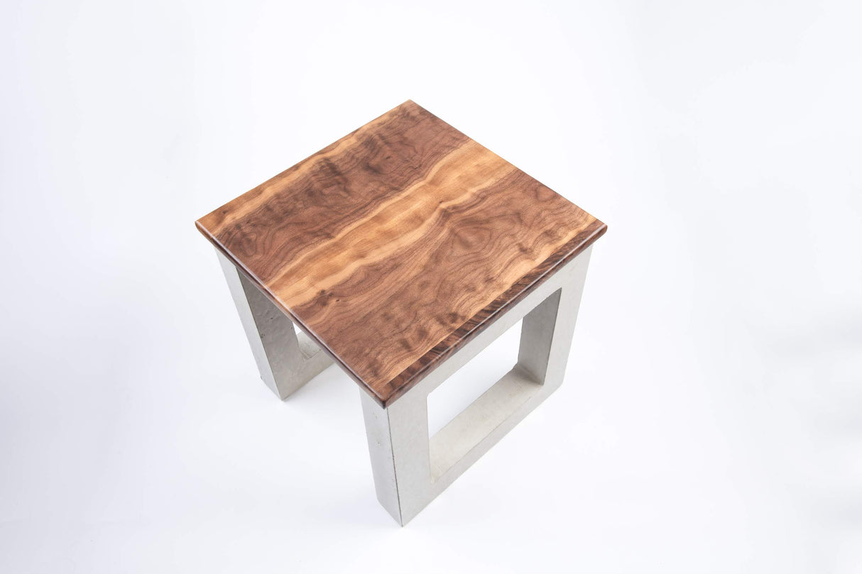 Walnut and Concrete Side Table - End Table