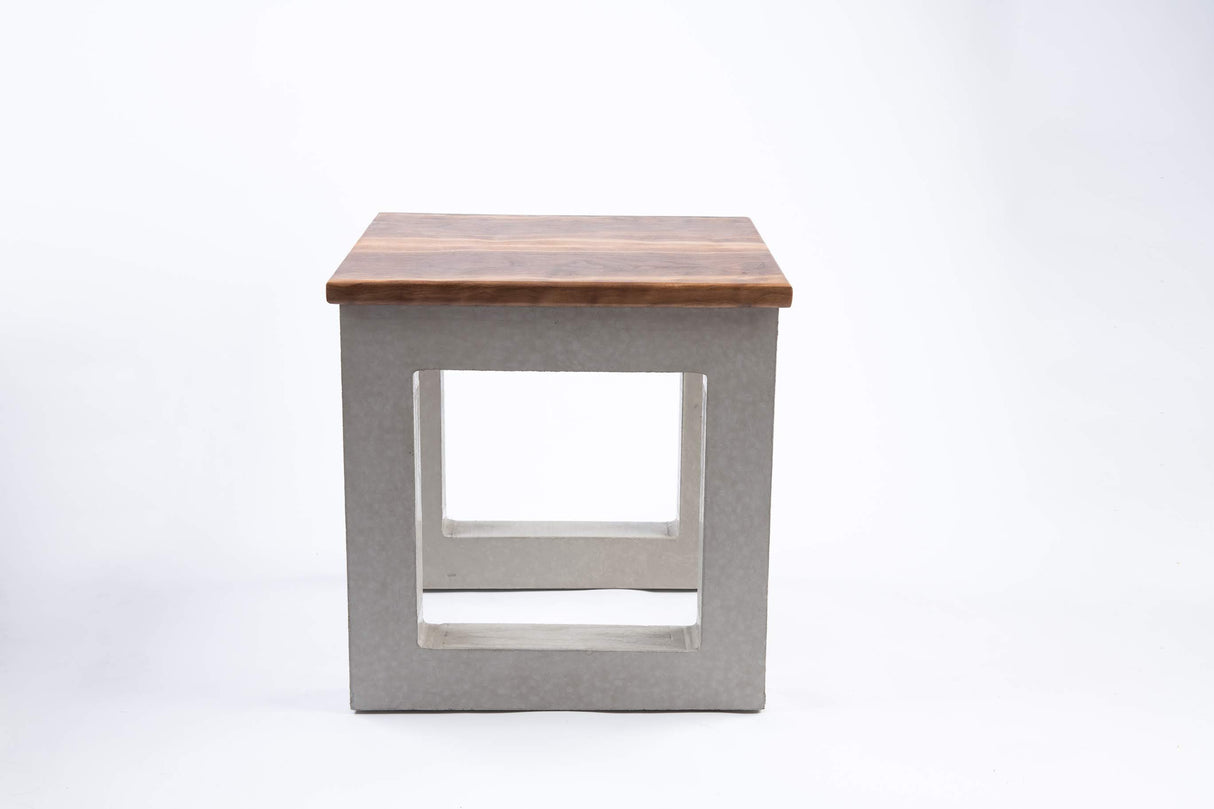 Walnut and Concrete Side Table - End Table