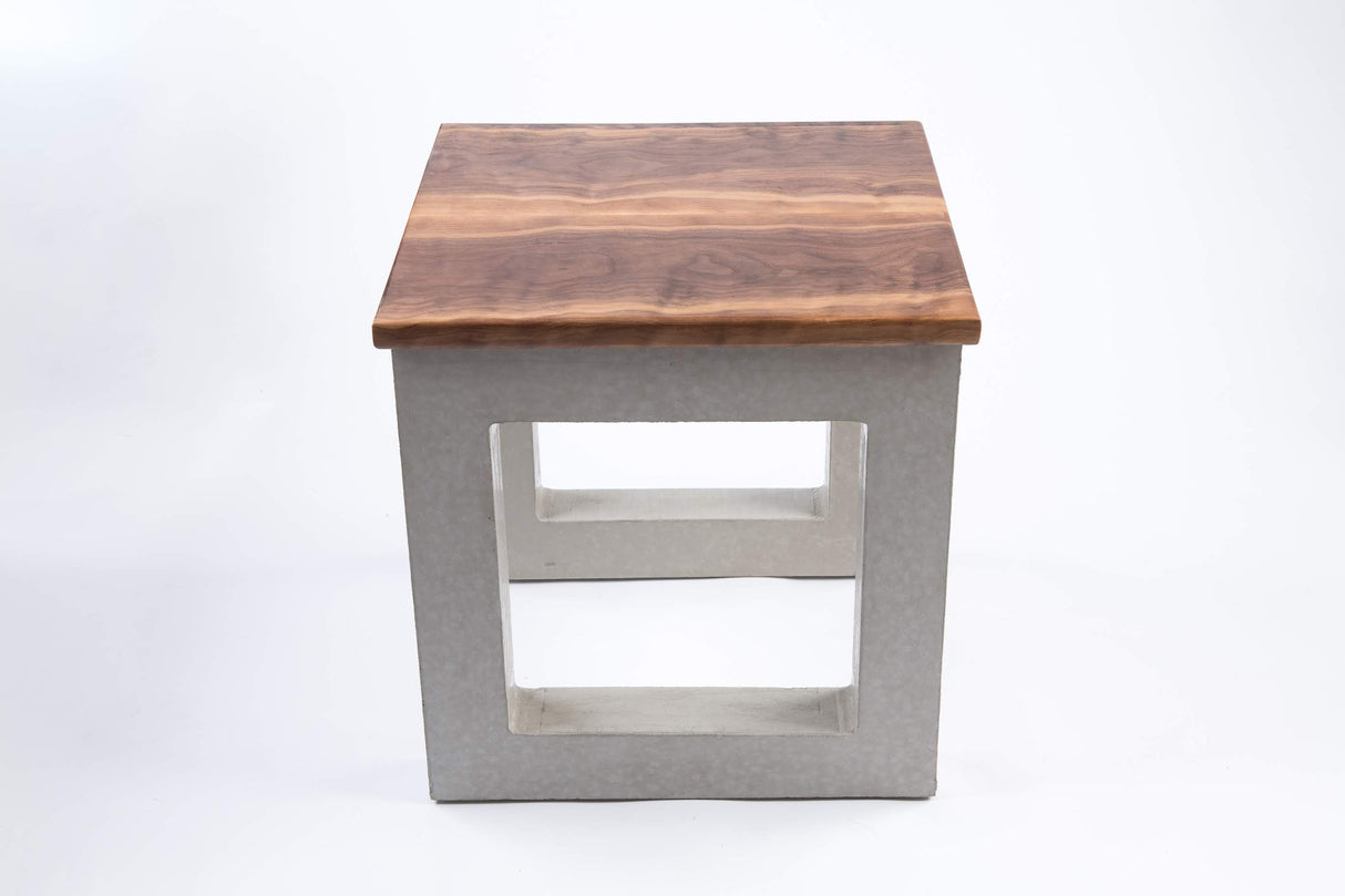 Walnut and Concrete Side Table - End Table