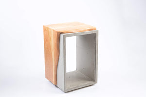 Concrete & Cherry Wood Side Table or Stool