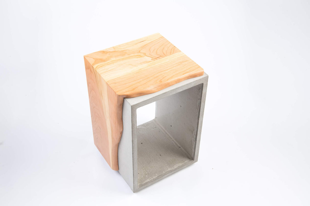 Concrete & Cherry Wood Side Table or Stool