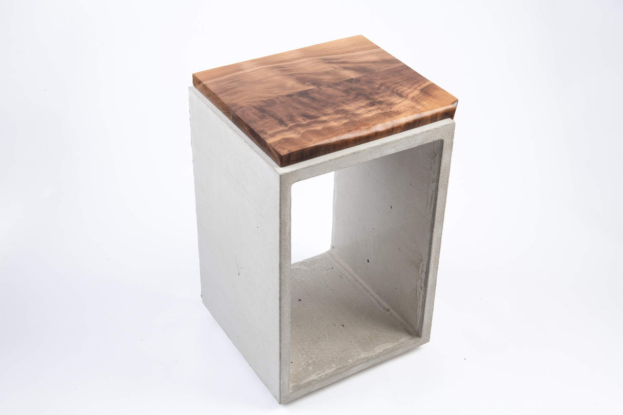 Concrete & Live Edge Black Walnut Side Table or Stool