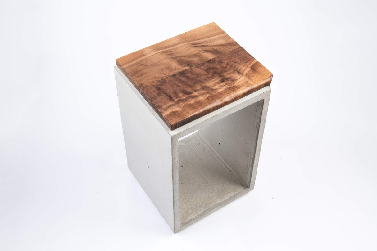 Concrete & Live Edge Black Walnut Side Table or Stool