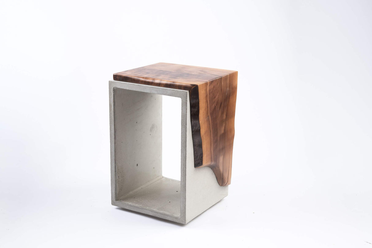 Concrete & Live Edge Black Walnut Side Table or Stool